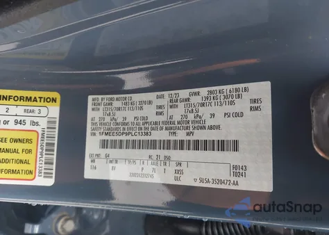 2023 Ford Bronco Badlands Adva Badlands z USA, uszkodzony, nr VIN 1FMEE5DP9PLC13383